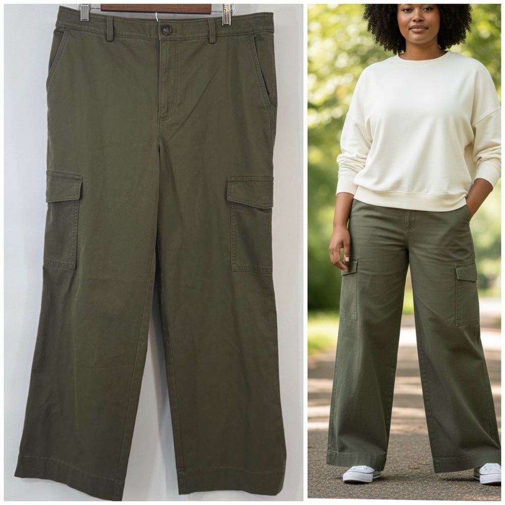 LOFT Olive Wide Leg Cargo Pants